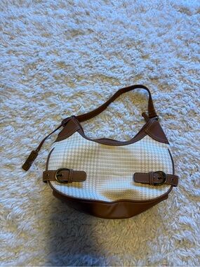 CHAPS Vintage Brown and Cream Houndstooth Shoulder Bag